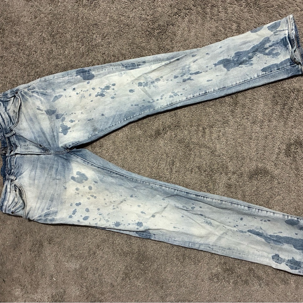PRPS Light Blue Splatter Slim Straight Jeans